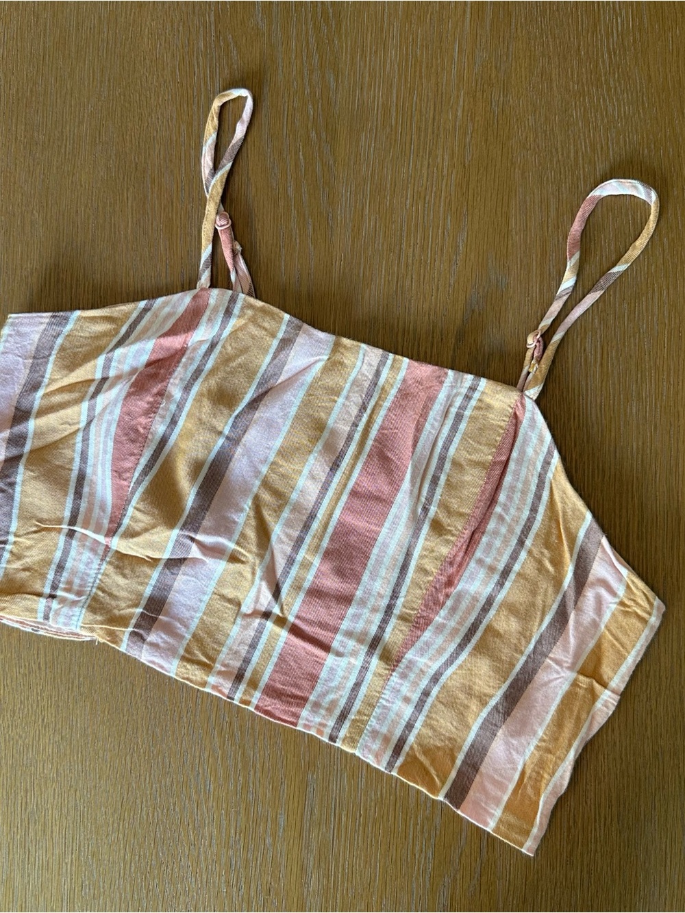 American Eagle Striped Cropped Cami Top in Pastel Multi